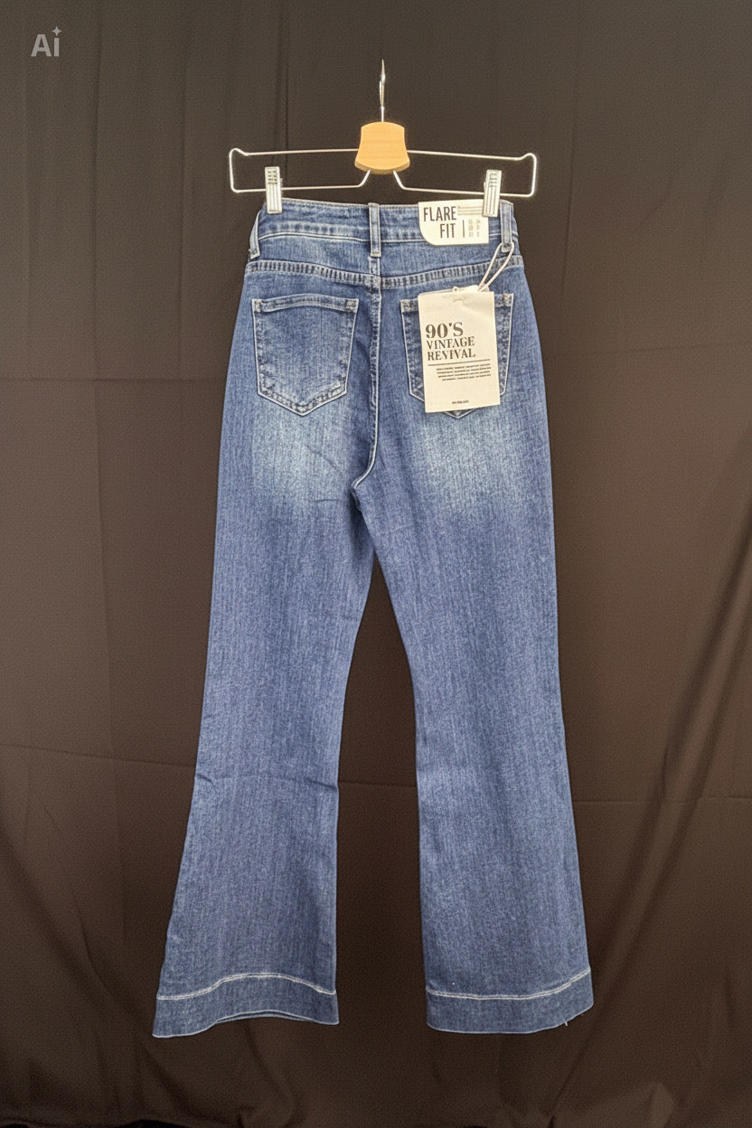 Jean BIANCA - bleu foncé -coupe wide flare