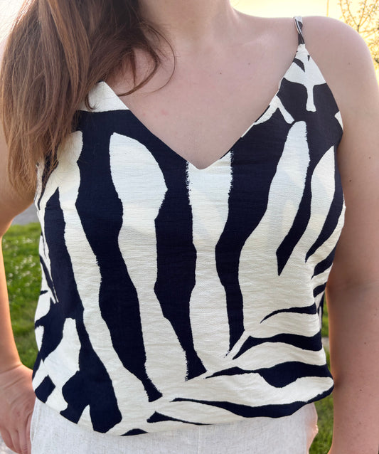 Top Palma - imprimé feuilles navy