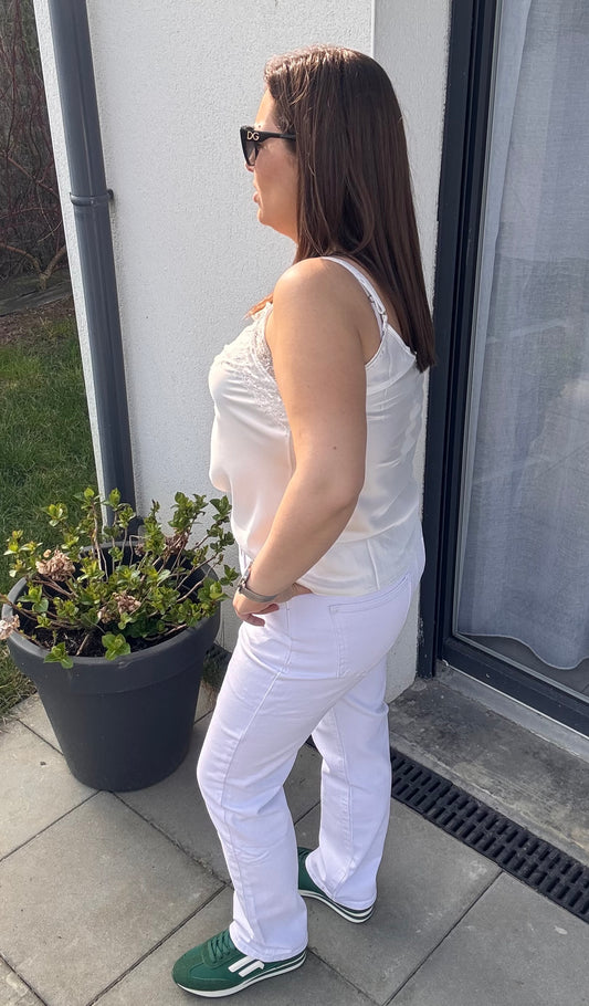 Pantalon coupe droite blanc - 7/8 ème