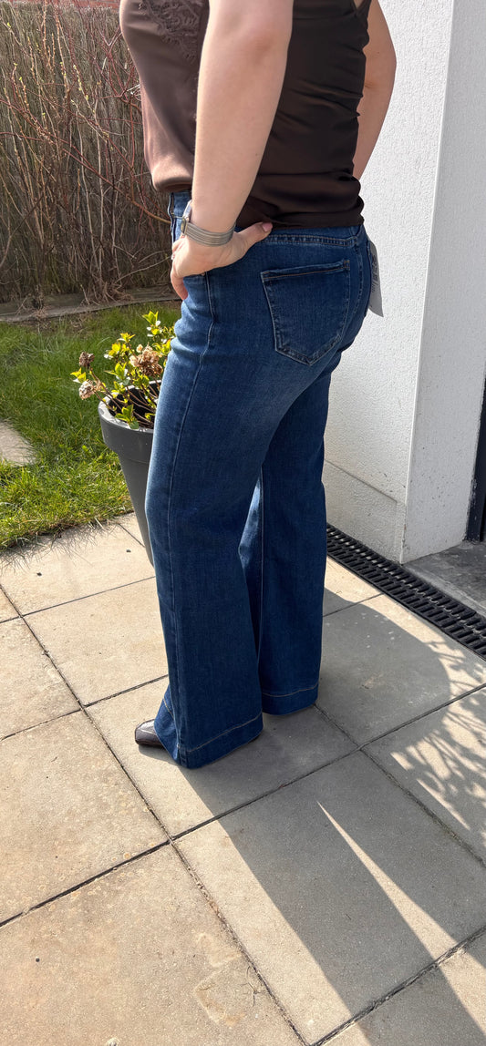Jean BIANCA - bleu foncé -coupe wide flare