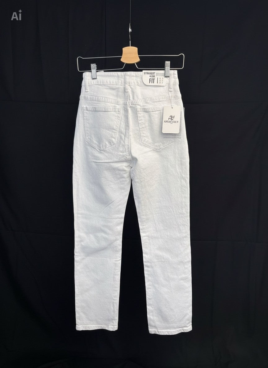 Pantalon coupe droite blanc - 7/8 ème