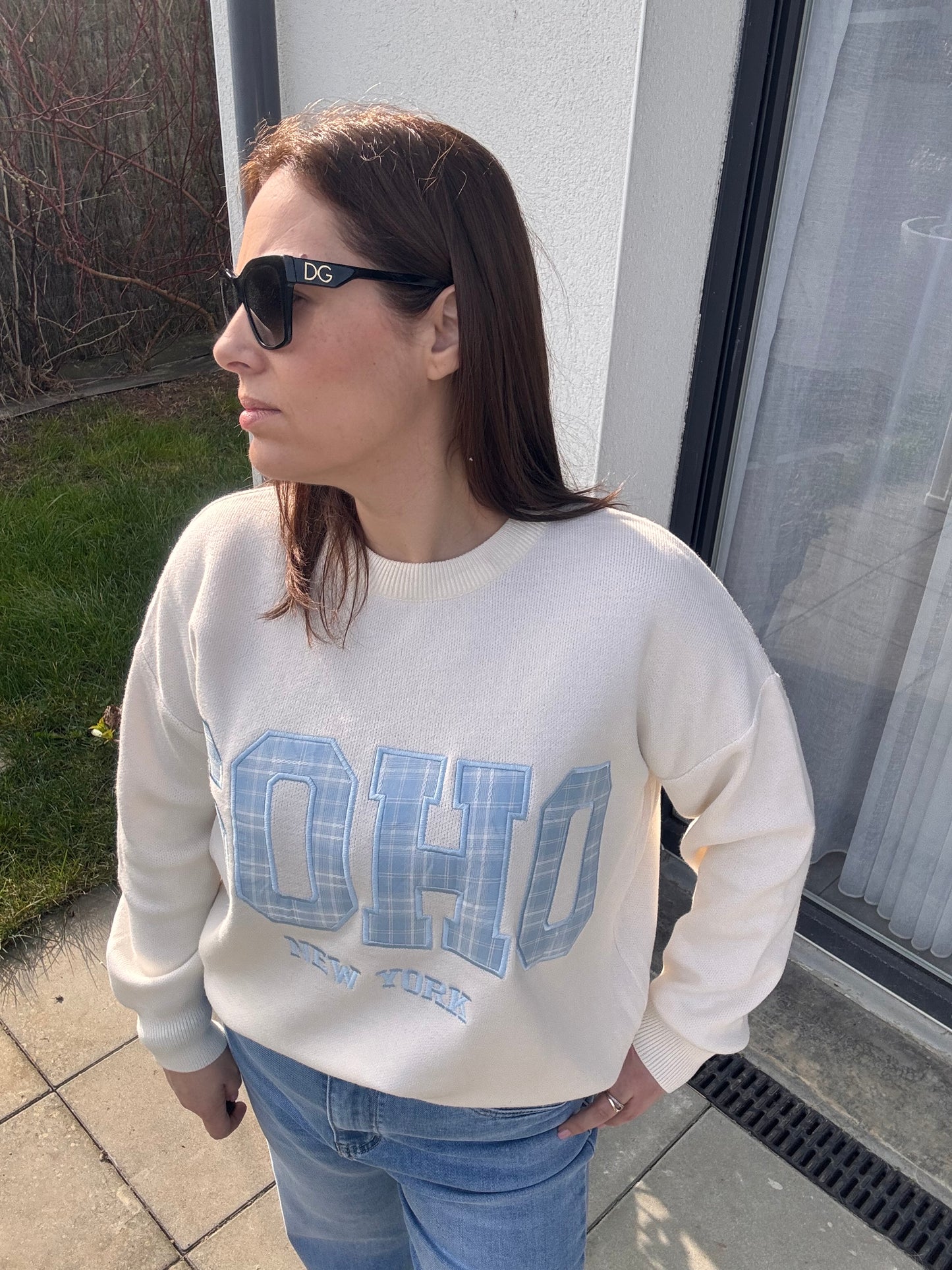 Pull blanc SOHO - oversize