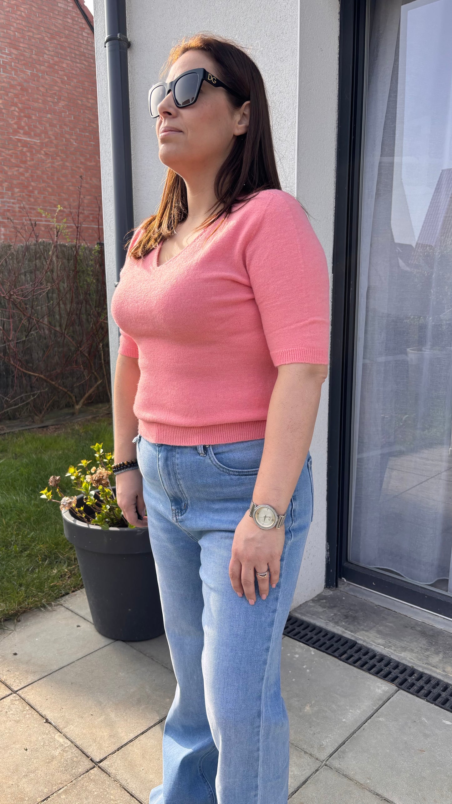 Pull doux en col V manges 3/4 - 15% baby alpaga