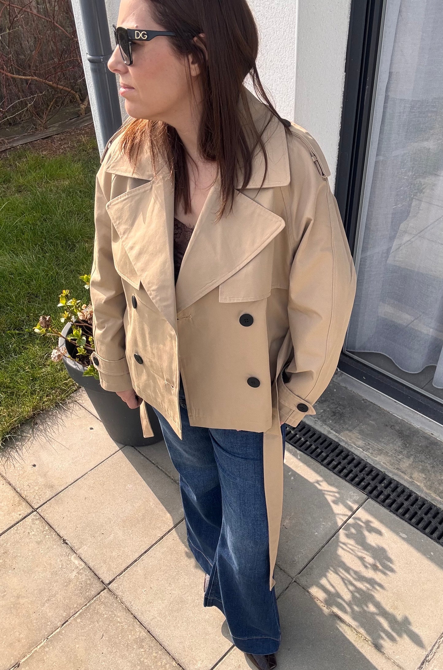 Trench Court oversize avec ceinture